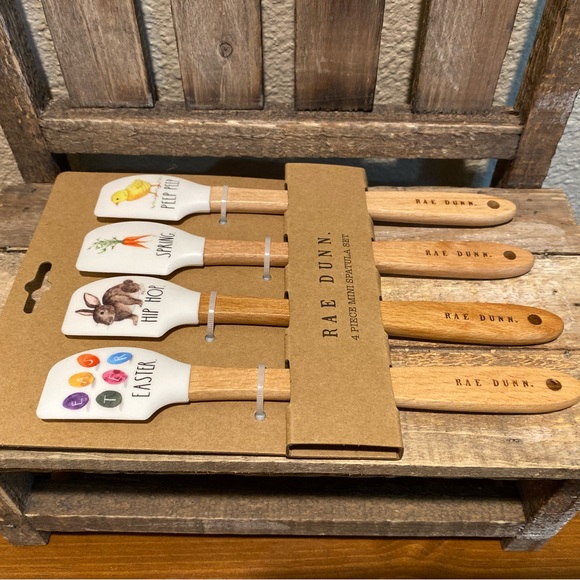 Rae Dunn Easter Mini Silicone Spatulas Wooden Handles Set Of 4, Easter Spatulas - Picture 9 of 12